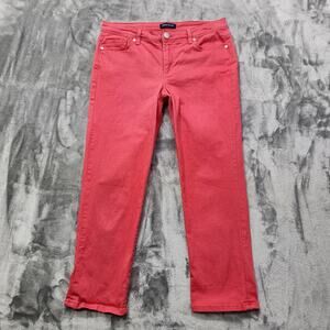 Bandolino Jeans Womens 6 Pink Karyn Boyfriend Mid Rise Straight Leg Crop Stretch